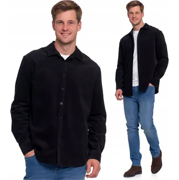 Pánská košile Stylová Hladká Pánská Košile Manšestrová 100% Bavlna Dlouhý Rukáv MORAJ L