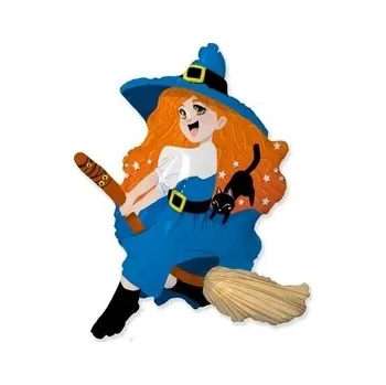 Balónek Fóliový balónek Flexmetal Čarodějnice na koštěti 61 cm (24 palců)