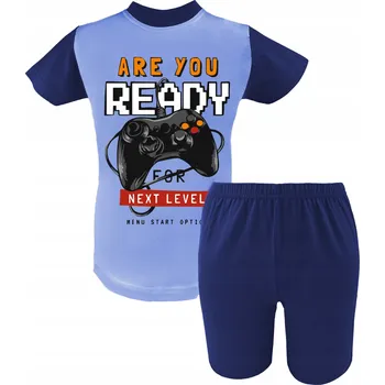 Chlapecké pyžamo PYŽAMO PRO CHLAPCE BAVLNĚNÉ KRÁTKÉ S KRÁTKÝM RUKÁVEM KRAŤASY 128