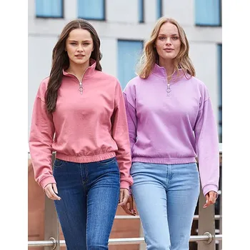 Dámské tričko Just Hoods Dámské zkrácený 1/4 zip Barva: Černá, Velikost: XS G_JH037