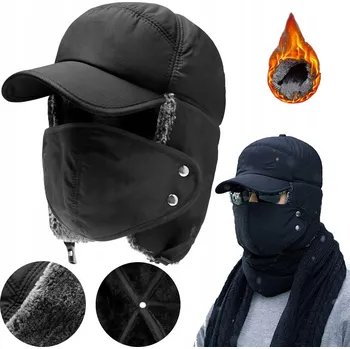 Čepice Zimní Čepice Pilotka s Chrániči Uší, Unisex, Teplá, s Větruodolnou Maskou