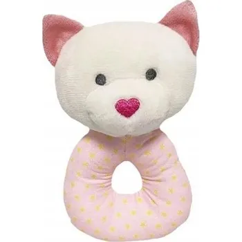 Hračka pro kojence SENZORICKÁ HRAČKA CHRAŠTÍTKO RŮŽOVÁ KOČKA AXIOM 18 CM