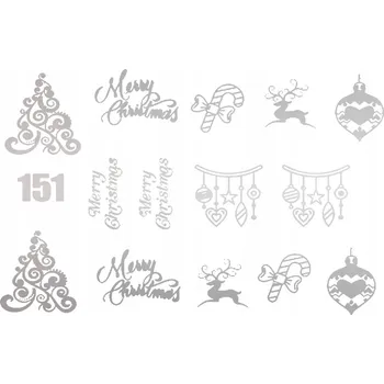 STŘÍBRNÉ VÁNOČNÍ SAMOLEPKY NA NEHTY S151