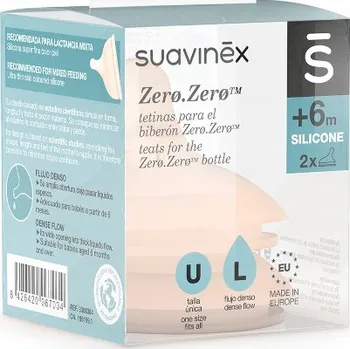 Kojenecká láhev Suavinex savičky na láhev Zero Zero Large, světlá barva, 6m+