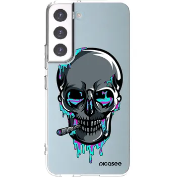 Pouzdro na mobilní telefon Picasee silikonový průhledný obal pro Samsung Galaxy S22 5G - EARTH - Lebka 3.0