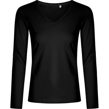 Dámské tričko X.O by Promodoro Dámské tričko s výstřihem do V s dlouhým rukávem Barva: black, Velikost: XS G_XO1560