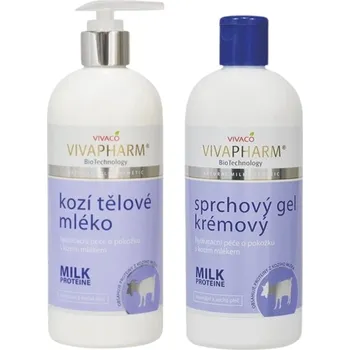 Kosmetická sada Vivapharm s kozím mlékem sprchový gel 400 ml + tělové mléko 400 ml dárková sada Sprchový gel 400 ml + Tělové mléko 400 ml