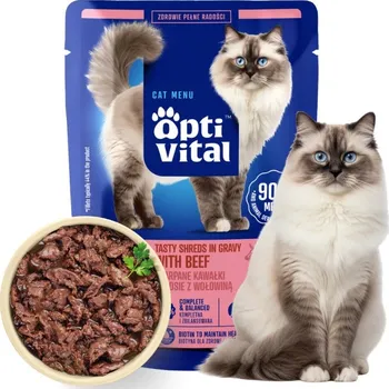 Krmivo pro kočku Optivital krmivo mokré hovězí maso 0,085 kg