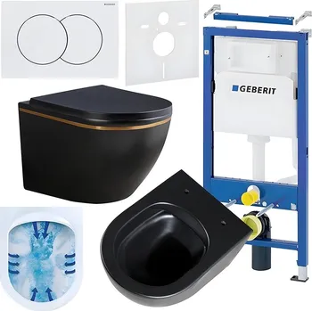 Klozet BPS-koupelny Podomítkový modul Geberit DuoFix s WC mísou PK-MTB-GL-RIM-02 + ovládací tlačítko Delta 01 bílá