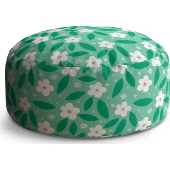 Taburet Sablio Taburet Circle Bílé květy s lístky: 38x48 cm