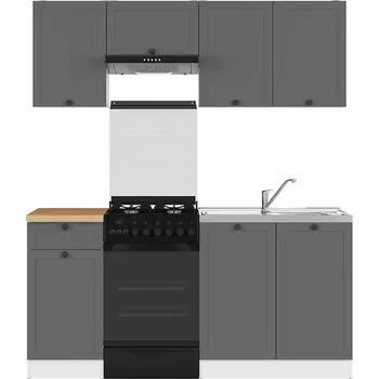 Kuchyňská linka Kuchyň 170 Junona s pracovní deskou - Black Red White - BRW Bílá/grafit/dub craft zlatý 170x cm