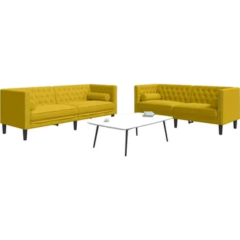 Pohovka 2dílná sedací souprava Chesterfield s podhlavníky žlutá samet IM_3209297