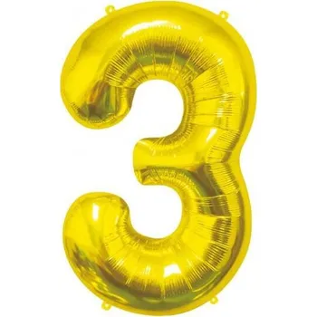 Fóliový balónek B&C ČÍSLICE 3 Zlatá 85 cm GODAN