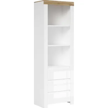 regál Regál Holten - Black Red White - BRW Bílá / Dub Wotan / Bílý Lesk 68x203.5 cm