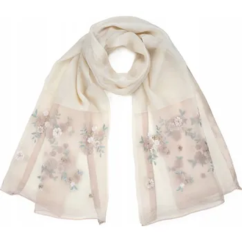 Šála Šála Tender Flowers - světle béžová | tenká, poloprůhledná sz23423