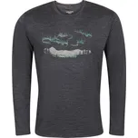 Progress Loki Aurora šedý melír pánské triko dlouhý rukáv 100% Merino vlna - XXL