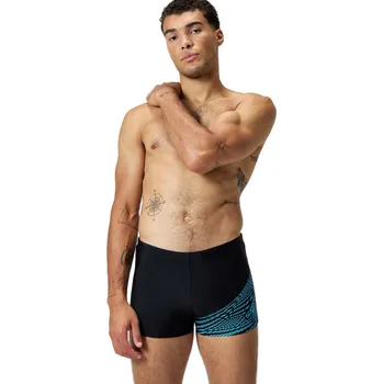 Pánské plavky Pánské plavecké boxerky Speedo Medley Logo Aquashort, černo-modré (black/picton blue), velikost 32