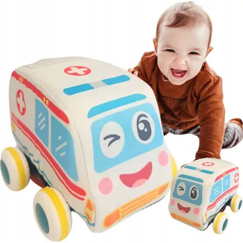 autíčko Miękkie auto Sanitka - měkké autíčko pro učení se lezení, vozidlo s pohonem