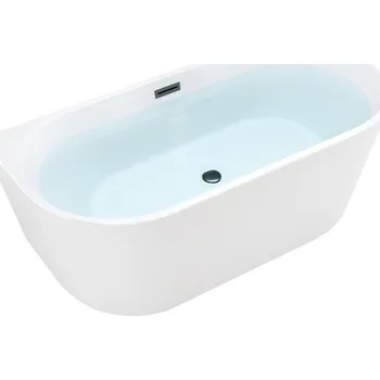 Vana BPS-koupelny Volně stojící akrylátová vana ke stěně HYD-LE527C2 160x80 bílá, odtokový komplet černý