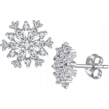 Náušnice POSTŘÍBŘENÉ NÁUŠNICE S RÓDIEM, VZHLED SNĚHOVÉ VLOČKY, SNĚHOVÉ VLOČKY, IDEÁLNÍ JAKO DÁREK K VÁNOCŮM, STŘÍBRO 925