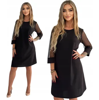 Dámské šaty ČERNÉ KLASICKÉ ELEGANTNÍ ŽENSKÉ ŠATY VELIKOST 46