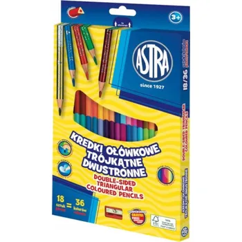 Pastelka Pastelky trojúhelníkové oboustranné ASTRA 18=36 barev s ořezávátkem