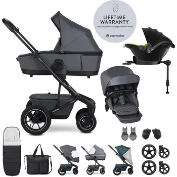 Kočárek EASYWALKER Set XXL Harvey5 Air Premium Mineral Grey + KIDDY Evoluna i-size 2 + základna