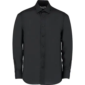 Pánská košile Kustom Kit Pánská popelínová košile Business Tailored Fit s dlouhým rukávem Barva: black, Velikost: 37 (S/14H) G_K131