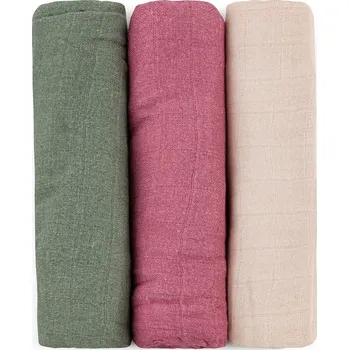 Dětská deka PETITE&MARS Sada plen bambusová mušelínová 3ks Moussy Botanic Tones 68 x 68 cm