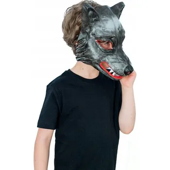 Karnevalová maska Maska na obličej VLK velká papírová zvířecí černá