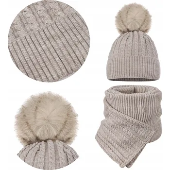 Čepice Sada Majka : čepice , šála, univerzální velikost, béžová