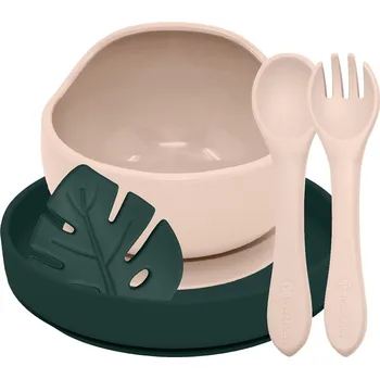 PETITE&MARS Set jídelní silikonový TAKE&MATCH 4 ks Desert Sand - Misty Green 6m+
