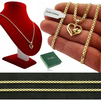 Řetízek KRÁSNÝ ZLATÝ ŘETÍZEK SE SRDCEM 925/585 DÁREK PRO NI ŽENY + DÁREK ZDARMA