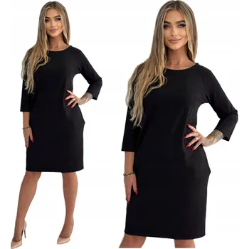 Dámské šaty ČERNÉ BAVLNĚNÉ SPORTOVNÍ ŠATY S KAPSY VELIKOST 42