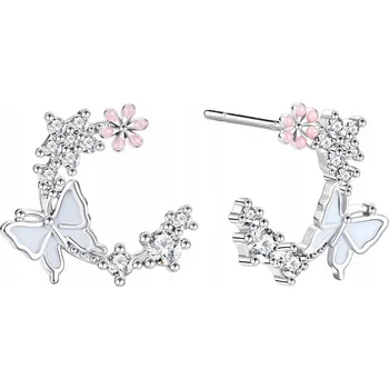 Náušnice STŘÍBRNÉ NÁUŠNICE MOTÝLCI KVĚTINY TYČINKY ŠROUBKY STŘÍBRO 925