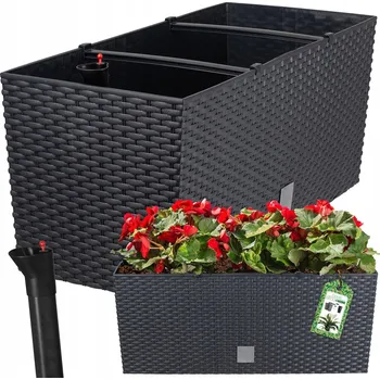 Květináč KVĚTINÁČ TRUHÁK KVĚTINÁČ NA BALKÓN ANTRACIT 60CM VLOŽKA