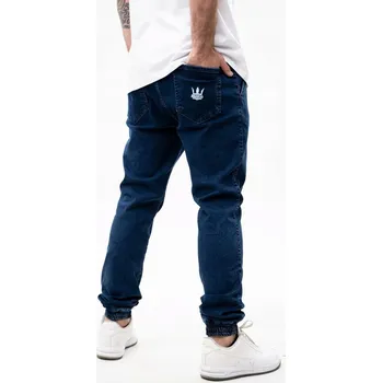 Pánské kalhoty DŽÍNOVÉ JOGGER KALHOTY PÁNSKÉ JIGGA Stahovací guma Tmavě Modré XL