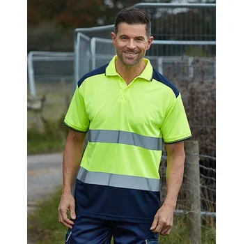 Pánské tričko YOKO Hi-Vis dvoubarevné polo Barva: Oranžová, Velikost: 3XL G_YK220