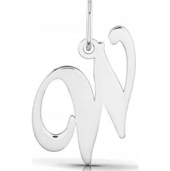 Přívěsek STŘÍBRNÝ PŘÍVĚSEK NA ŘETÍZKU ŘETÍZEK PŘÍVĚSEK W DEKORATIVNÍ PÍSMENO 925