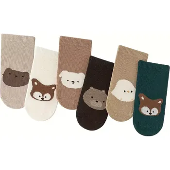 Kojenecké oblečení Teplé protiskluzové ponožky - STŘEDNĚ HNĚDÉ - KUŘÁTKO - (3-5let) L (Značka: NEMO BABY)