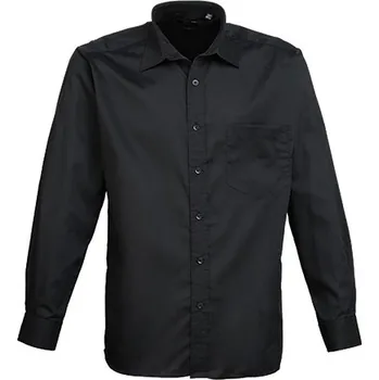 Pánská košile Premier Workwear Pánská popelínová košile s dlouhým rukávem Barva: Black (ca. Pantone Black C), Velikost: 39,5 (15H) G_PW200