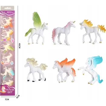 Jednorožci Pegasové Koně 6 Kusů REALISTICKÉ FIGURKY Zvířat JEDNOROŽEC