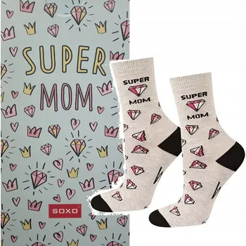 Dámské ponožky Dámské Ponožky ke svátek matek ponožky SUPER MÁMA dárkové balení