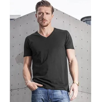 Build Your Brand Lehké tričko s výstřihem do V Barva: Černá, Velikost: XXL G_BY006