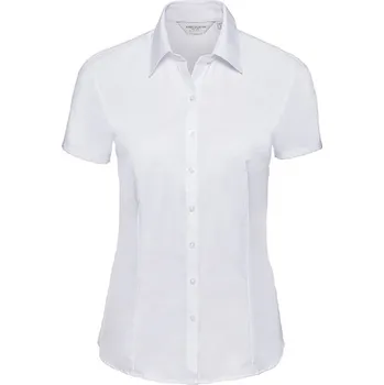 Dámská košile Russell Collection Dámská košile s krátkým rukávem s motivem rybí kosti Barva: white, Velikost: 3XL G_Z963F