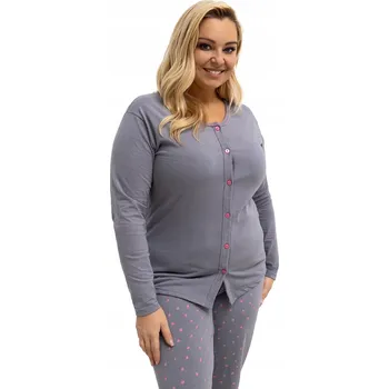 Dámské pyžamo Dámské pyžamo plus size bavlněné s rozepínací halenkou
