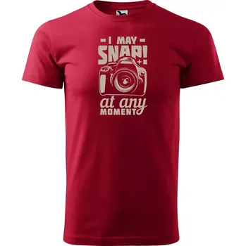Sablio Tričko s potiskem I may SNAP at any MOMENT - červené 5XL