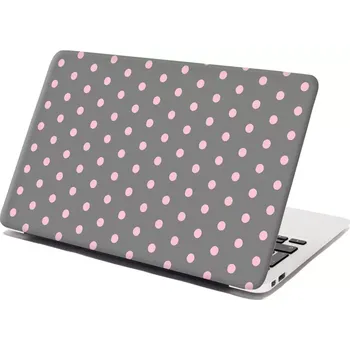 samolepka Sablio Samolepka na notebook Růžové puntíky na šedé - 29x20 cm