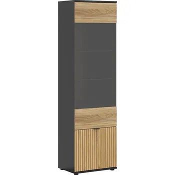 Knihovna Vitrína Luen - Black Red White - BRW černá - dub tegola - dub mauvella 57x196 cm