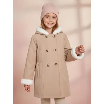 Dámský kabát Sinsay - Trenčkot s umělou kožešinou, zapínání na knoflíky - béžová - 747EI-08X - 747EI-08X-128